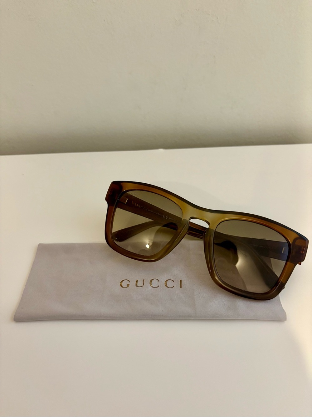 Gucci Amber Brown Gradient Square Sunglasses